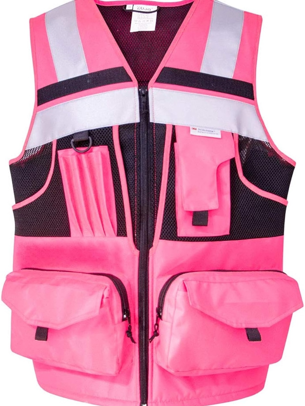 Pink High-Vis Utility Vest with Multiple Pockets